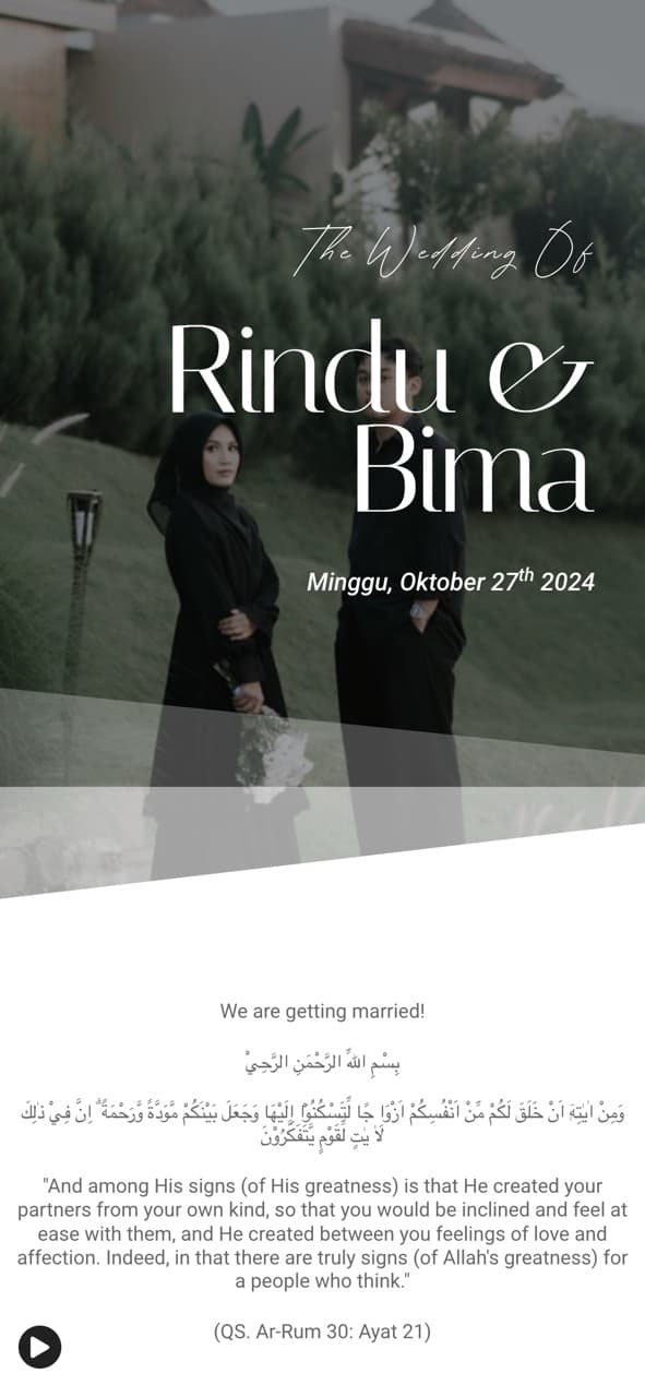 Pratinjau halaman utama Wedding of Rindu & Bima